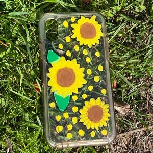 iPhone X hand painted sunflower phone case.